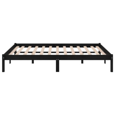 vidaXL Πλαίσιο Κρεβατιού Μαύρο 140x190cm από Μασίφ Ξύλο Πεύκου 1 τεμ. - Μονό