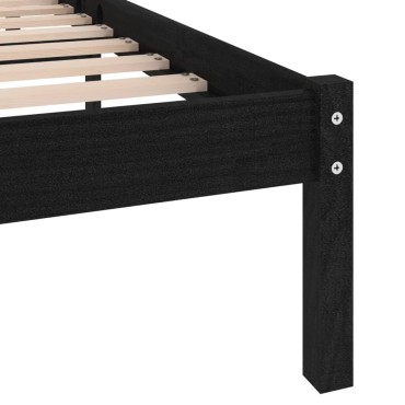 vidaXL Πλαίσιο Κρεβατιού Μαύρο 140x190cm από Μασίφ Ξύλο Πεύκου 1 τεμ. - Μονό