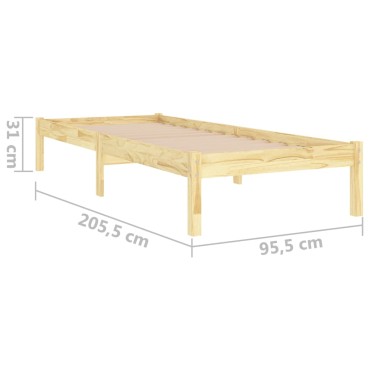vidaXL Πλαίσιο Κρεβατιού 90x200cm από Μασίφ Ξύλο Πεύκου 1 τεμ. - Μονό
