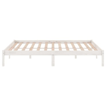vidaXL Πλαίσιο Κρεβατιού Λευκό 140x200cm από Μασίφ Ξύλο Πεύκου 1 τεμ. - Διπλό