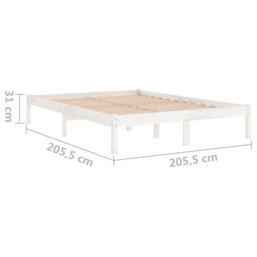 vidaXL Πλαίσιο Κρεβατιού Λευκό 200x200cm από Μασίφ Ξύλο Πεύκου 1 τεμ. - Διπλό