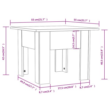 vidaXL Τραπεζάκι Σαλονιού Μαύρο 55x55x42cm Επεξεργασμένο Ξύλο 1 τεμ.