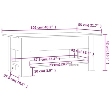 vidaXL Τραπεζάκι Σαλονιού Μαύρο 102x55x42cm από Επεξεργ. Ξύλο 1 τεμ.
