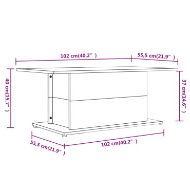 vidaXL Τραπεζάκι Σαλονιού Λευκό 102x55,5x40cm από Επεξεργασμένο Ξύλο 1 τεμ.