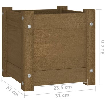 vidaXL Ζαρντινιέρα Μελί 31 x 31 x 31 εκ. από Μασίφ Ξύλο Πεύκου