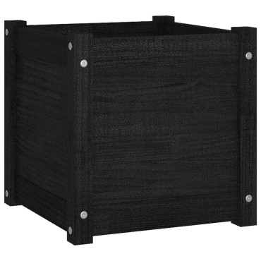 vidaXL Ζαρντινιέρα Μαύρη 40 x 40 x 40 εκ. από Μασίφ Ξύλο Πεύκου