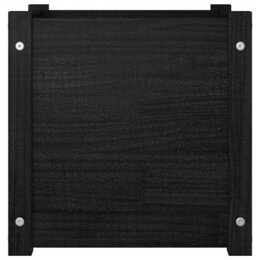 vidaXL Ζαρντινιέρα Μαύρη 40 x 40 x 40 εκ. από Μασίφ Ξύλο Πεύκου