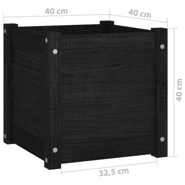 vidaXL Ζαρντινιέρα Μαύρη 40 x 40 x 40 εκ. από Μασίφ Ξύλο Πεύκου
