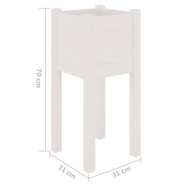 vidaXL Ζαρντινιέρες 2 τεμ. Λευκές 31 x 31 x 70εκ από Μασίφ Ξύλο Πεύκου