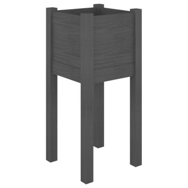 vidaXL Ζαρντινιέρα Γκρι 31 x 31 x 70 εκ. από Μασίφ Ξύλο Πεύκου