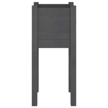 vidaXL Ζαρντινιέρα Γκρι 31 x 31 x 70 εκ. από Μασίφ Ξύλο Πεύκου