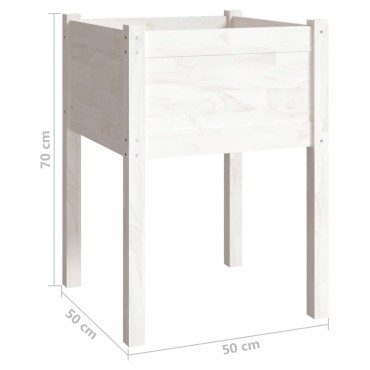 vidaXL Ζαρντινιέρα Λευκή 50 x 50 x 70 εκ. από Μασίφ Ξύλο Πεύκου