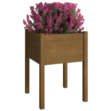 vidaXL Ζαρντινιέρες 2 τεμ. Καφέ Μελί 50x50x70 εκ. Μασίφ Ξύλο Πεύκου