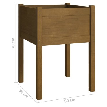 vidaXL Ζαρντινιέρες 2 τεμ. Καφέ Μελί 50x50x70 εκ. Μασίφ Ξύλο Πεύκου