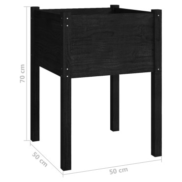 vidaXL Ζαρντινιέρες 2 τεμ. Μαύρο 50 x 50 x 70 εκ. Μασίφ Ξύλο Πεύκου