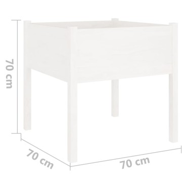 vidaXL Ζαρντινιέρα Λευκή 70 x 70 x 70 εκ. από Μασίφ Ξύλο Πεύκου