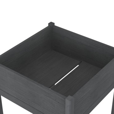vidaXL Ζαρντινιέρα Γκρι 70 x 70 x 70 εκ. από Μασίφ Ξύλο Πεύκου
