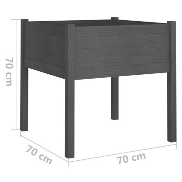 vidaXL Ζαρντινιέρα Γκρι 70 x 70 x 70 εκ. από Μασίφ Ξύλο Πεύκου