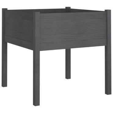 vidaXL Ζαρντινιέρες 2 τεμ. Γκρι 70 x 70 x 70 εκ. από Μασίφ Ξύλο Πεύκου