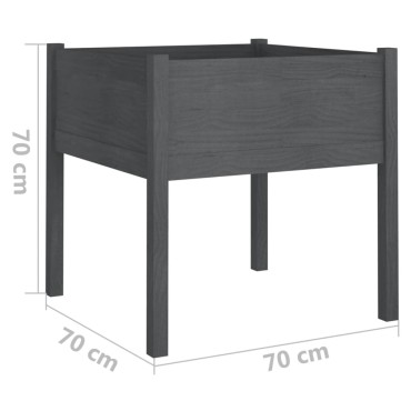 vidaXL Ζαρντινιέρες 2 τεμ. Γκρι 70 x 70 x 70 εκ. από Μασίφ Ξύλο Πεύκου