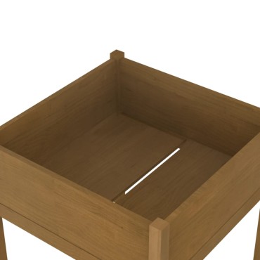 vidaXL Ζαρντινιέρα Καφέ Μελί 70 x 70 x 70 εκ. από Μασίφ Ξύλο Πεύκου