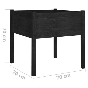 vidaXL Ζαρντινιέρες 2 τεμ. Μαύρο 70 x 70 x 70 εκ. Μασίφ Ξύλο Πεύκου