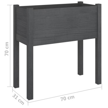 vidaXL Ζαρντινιέρα Γκρι 70 x 31 x 70 εκ. από Μασίφ Ξύλο Πεύκου