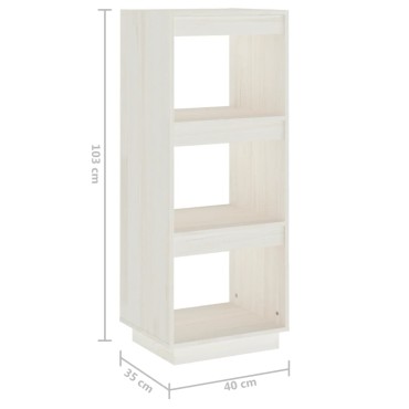 vidaXL Βιβλιοθήκη/Διαχωρ. Χώρου Λευκό 40x35x103cm Μασίφ Ξύλο Πεύκου 1 τεμ.