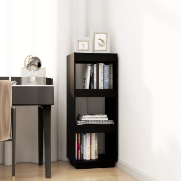 vidaXL Βιβλιοθήκη/Διαχωρ. Χώρου Μαύρο 40x35x103cm Μασίφ Ξύλο Πεύκου 1 τεμ.