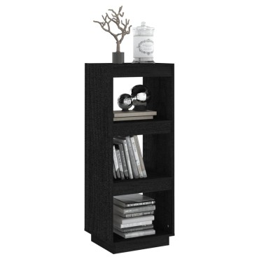 vidaXL Βιβλιοθήκη/Διαχωρ. Χώρου Μαύρο 40x35x103cm Μασίφ Ξύλο Πεύκου 1 τεμ.
