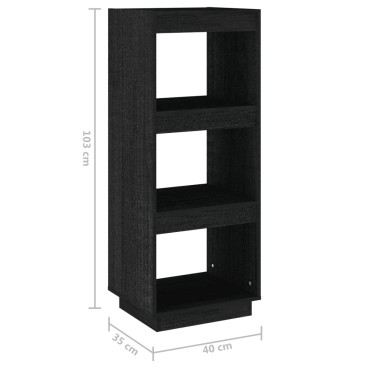 vidaXL Βιβλιοθήκη/Διαχωρ. Χώρου Μαύρο 40x35x103cm Μασίφ Ξύλο Πεύκου 1 τεμ.