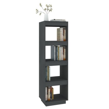 vidaXL Βιβλιοθήκη/Διαχωριστικό Χώρου Γκρι 40x35x135cm Μασίφ Πεύκο 1 τεμ.