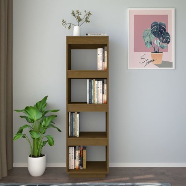 vidaXL Βιβλιοθήκη/Διαχωριστικό Χώρου Μελί 40x35x135cm Μασίφ Πεύκο 1 τεμ.