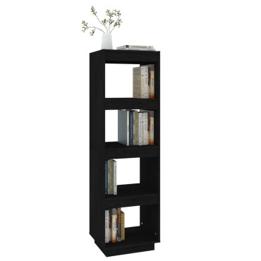 vidaXL Βιβλιοθήκη/Διαχωριστικό Χώρου Μαύρο 40x35x135cm Μασίφ Πεύκο 1 τεμ.