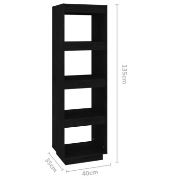 vidaXL Βιβλιοθήκη/Διαχωριστικό Χώρου Μαύρο 40x35x135cm Μασίφ Πεύκο 1 τεμ.