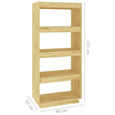 vidaXL Βιβλιοθήκη/Διαχωριστικό Χώρου 60x35x135cm Μασίφ Ξύλο Πεύκου 1 τεμ.
