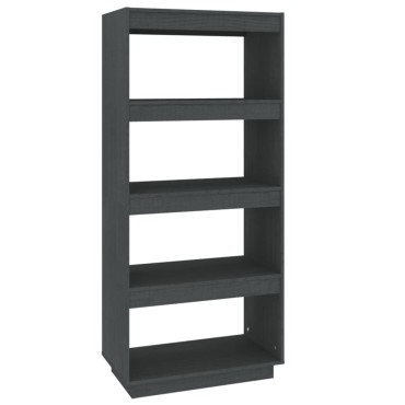 vidaXL Βιβλιοθήκη/Διαχωριστικό Χώρου Γκρι 60x35x135cm Μασίφ Πεύκο 1 τεμ.