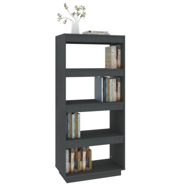 vidaXL Βιβλιοθήκη/Διαχωριστικό Χώρου Γκρι 60x35x135cm Μασίφ Πεύκο 1 τεμ.