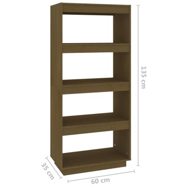 vidaXL Βιβλιοθήκη/Διαχωριστικό Χώρου Μελί 60x35x135cm Μασίφ Πεύκο 1 τεμ.