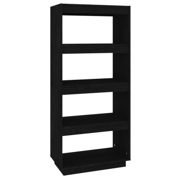 vidaXL Βιβλιοθήκη/Διαχωριστικό Χώρου Μαύρο 60x35x135cm Μασίφ Πεύκο 1 τεμ.