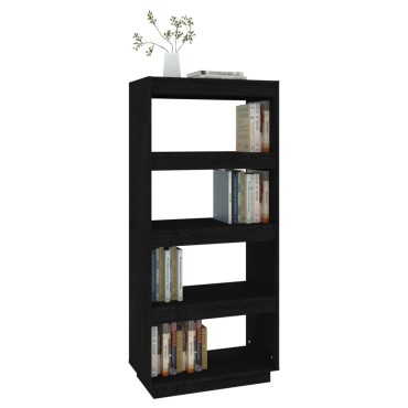 vidaXL Βιβλιοθήκη/Διαχωριστικό Χώρου Μαύρο 60x35x135cm Μασίφ Πεύκο 1 τεμ.