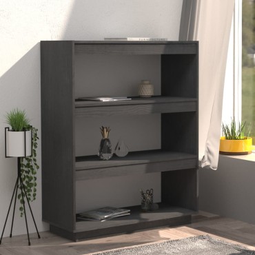 vidaXL Βιβλιοθήκη/Διαχωριστικό Χώρου Γκρι 80x35x103cm Μασίφ Πεύκο 1 τεμ.