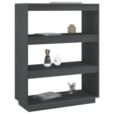 vidaXL Βιβλιοθήκη/Διαχωριστικό Χώρου Γκρι 80x35x103cm Μασίφ Πεύκο 1 τεμ.