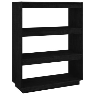 vidaXL Βιβλιοθήκη/Διαχωριστικό Χώρου Μαύρο 80x35x103cm Μασίφ Πεύκο 1 τεμ.