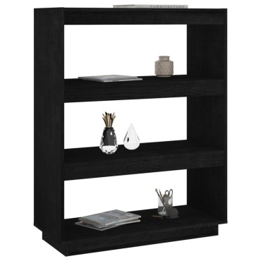 vidaXL Βιβλιοθήκη/Διαχωριστικό Χώρου Μαύρο 80x35x103cm Μασίφ Πεύκο 1 τεμ.