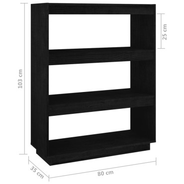 vidaXL Βιβλιοθήκη/Διαχωριστικό Χώρου Μαύρο 80x35x103cm Μασίφ Πεύκο 1 τεμ.