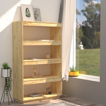 vidaXL Βιβλιοθήκη/Διαχωριστικό Χώρου 80x35x135cm Μασίφ Ξύλο Πεύκου 1 τεμ.