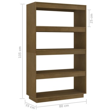 vidaXL Βιβλιοθήκη/Διαχωριστικό Χώρου Μελί 80x35x135cm Μασίφ Πεύκο 1 τεμ.