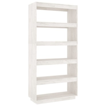 vidaXL Βιβλιοθήκη/Διαχωρ. Χώρου Λευκό 80x35x167cm Μασίφ Ξύλο Πεύκου 1 τεμ.