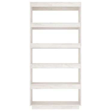 vidaXL Βιβλιοθήκη/Διαχωρ. Χώρου Λευκό 80x35x167cm Μασίφ Ξύλο Πεύκου 1 τεμ.